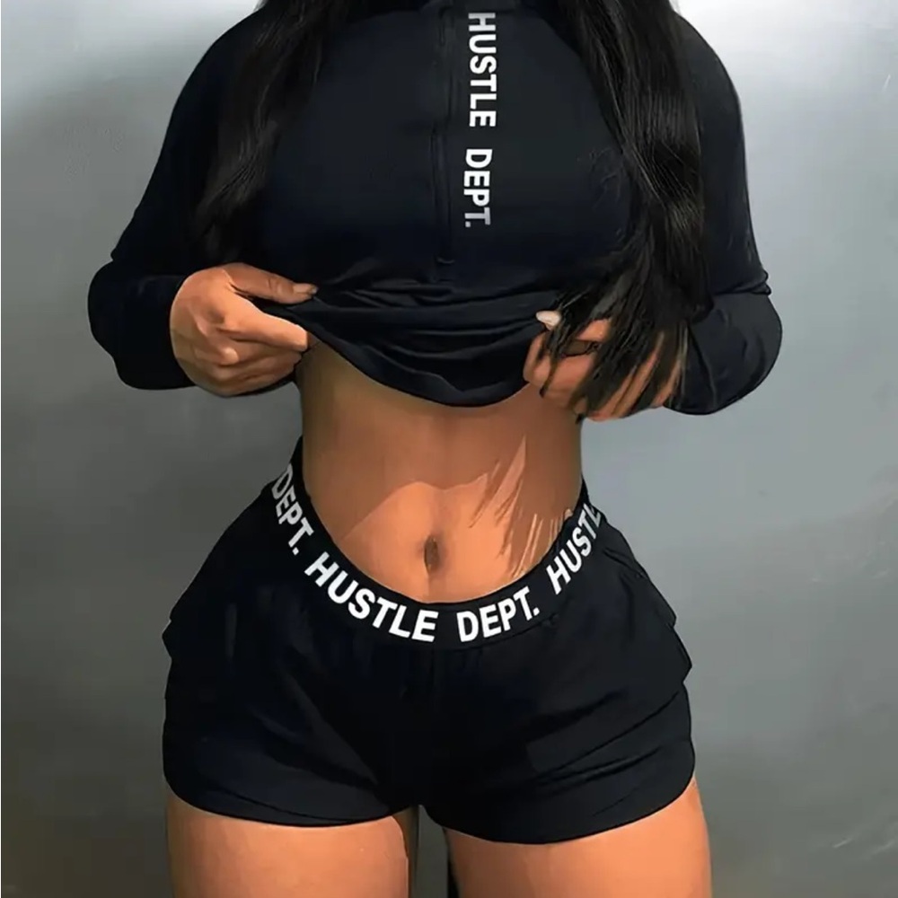 Black Hustle Dept. Hoodie and Shorts Set